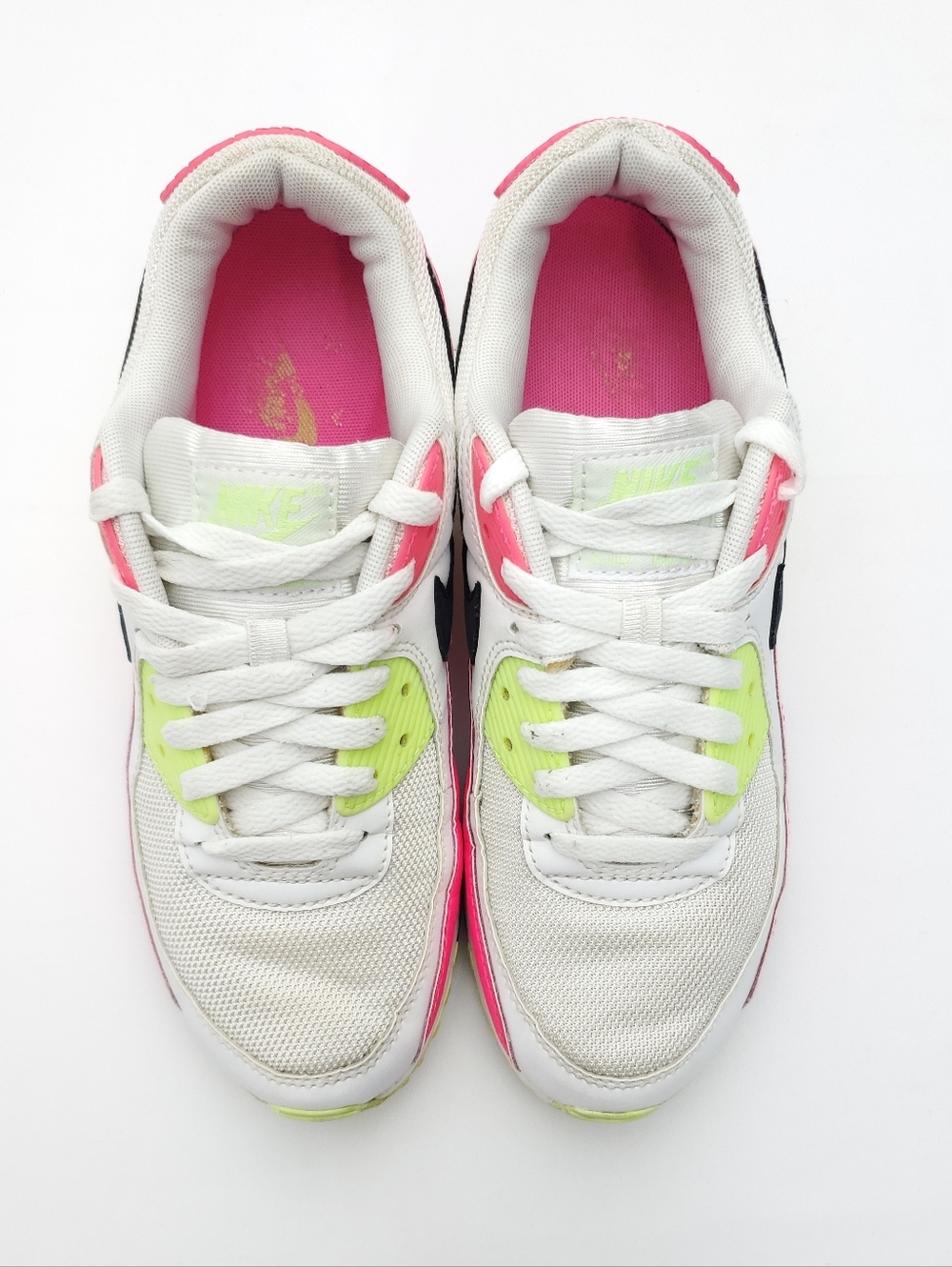 NIKE Air Max 90 Sneakers Watermelon White/Pink Neon Activewear Shoes Womens Sz 9 - Picture 7 of 10
